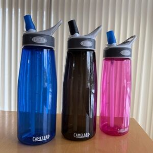 Camelbak set of 3 Flip Straw Water Bottles 32 & 24 oz BPA Free Pink Blue Black
